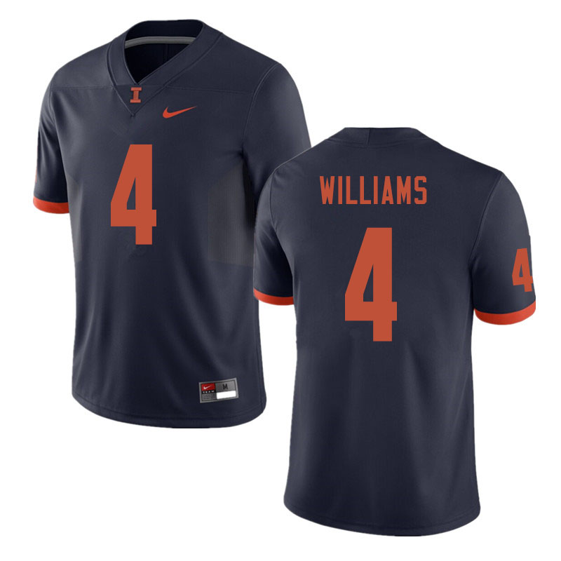 Men #4 Bennett Williams Illinois Fighting Illini College Football Jerseys Sale-Navy